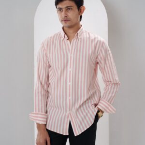 Coral Pink Striped Shirt